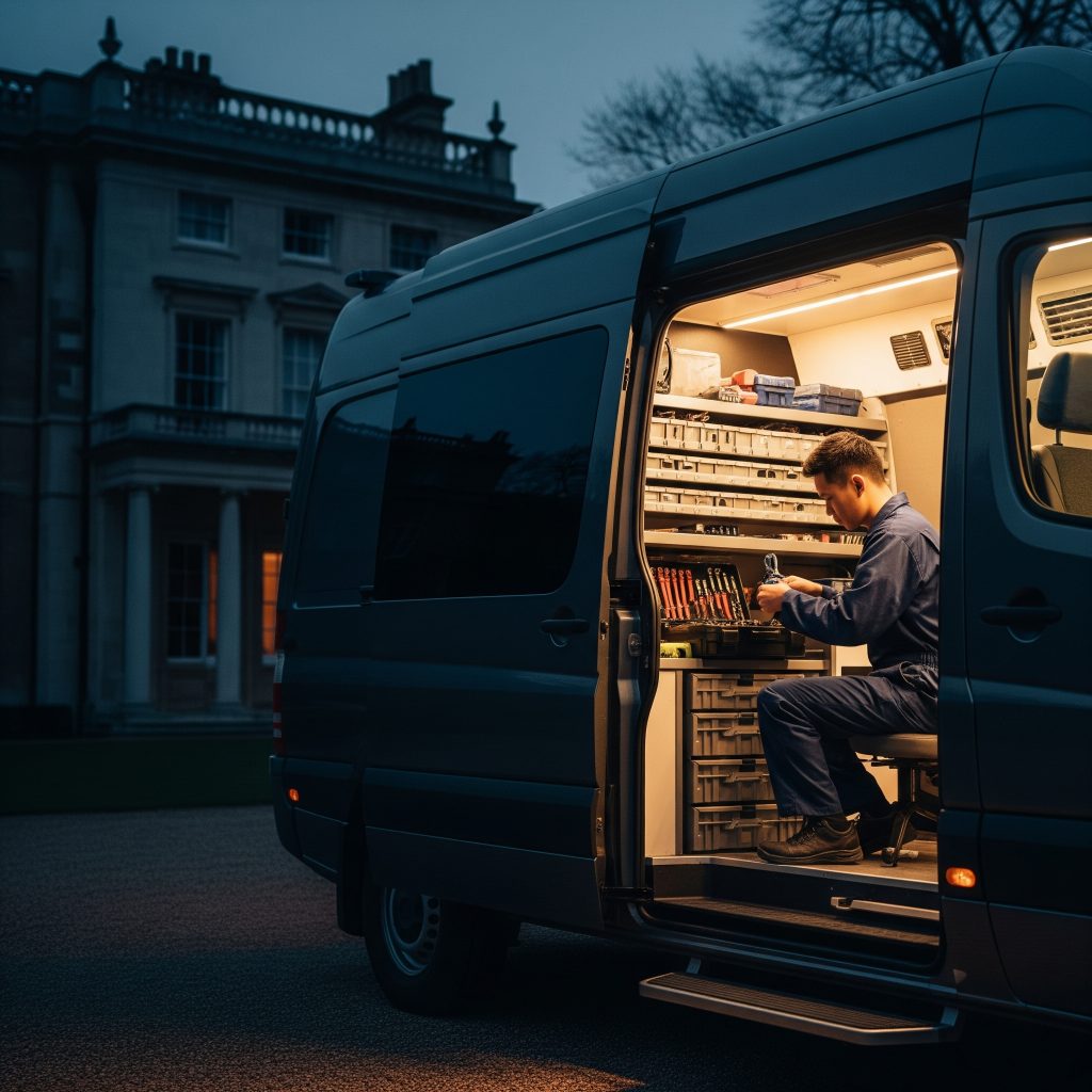 24/7 locksmith van providing emergency service at night in Tampa