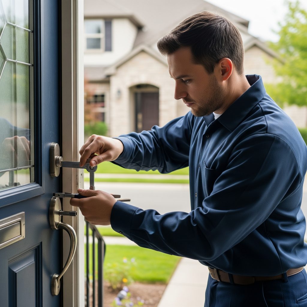 Locksmith rekeying lock after emergency entry in Orient Park ZIP 33610