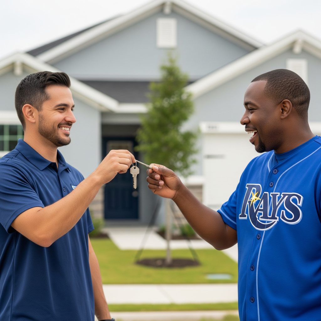 Locksmith replacing deadbolt after burglary in Tampa home