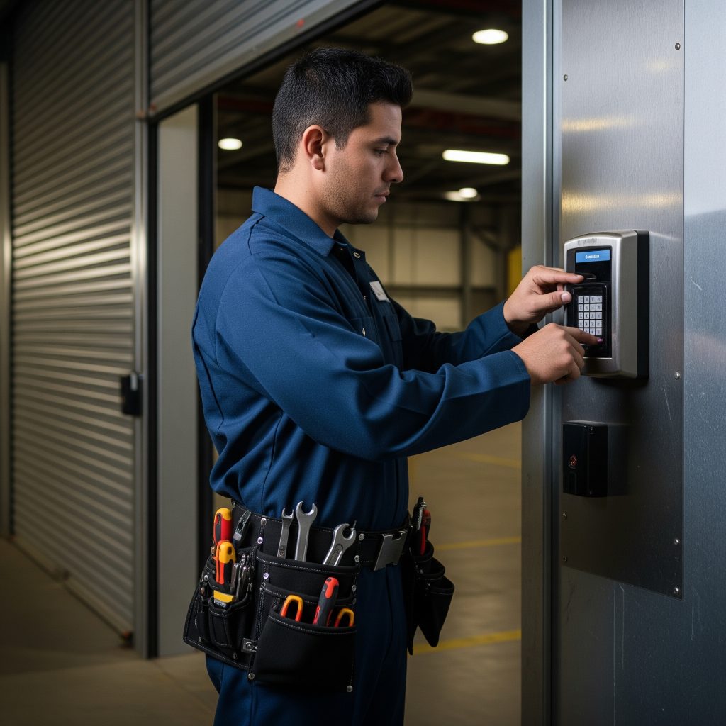 locksmith installing access control system in Tampa warehouse