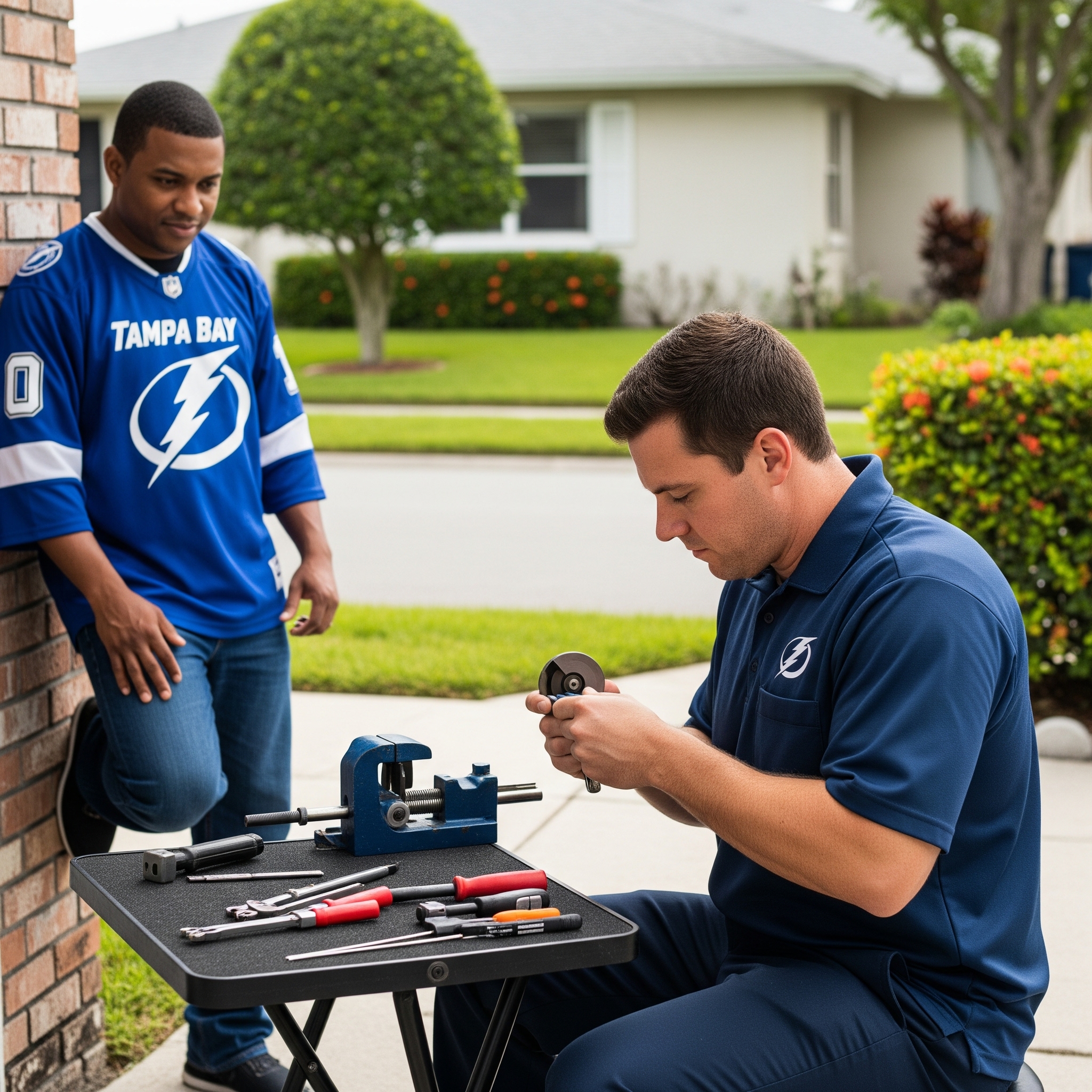 Car locksmith cutting new key in East Tampa ZIP 33610