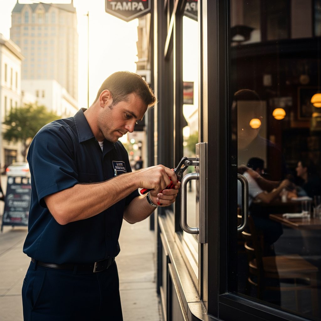 Emergency commercial lock repair on Midtown Tampa business