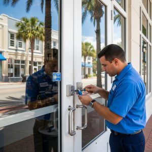 Installing commercial-grade lock in Palma Ceia business 33629