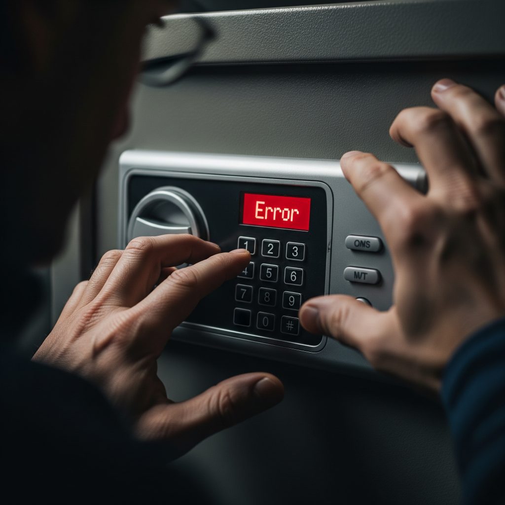 Digital safe with failed keypad being opened by emergency locksmith in Tampa