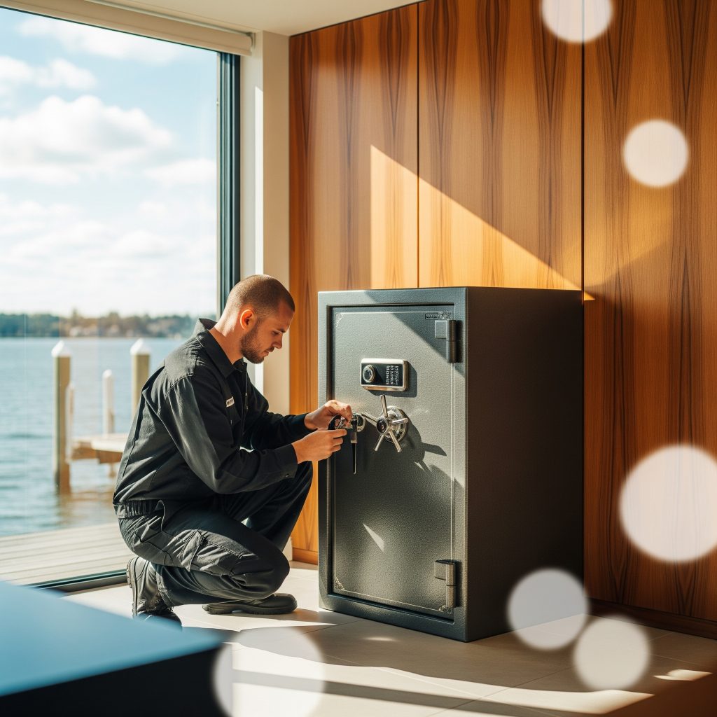 Locksmith performing emergency safe access at home in Tampa