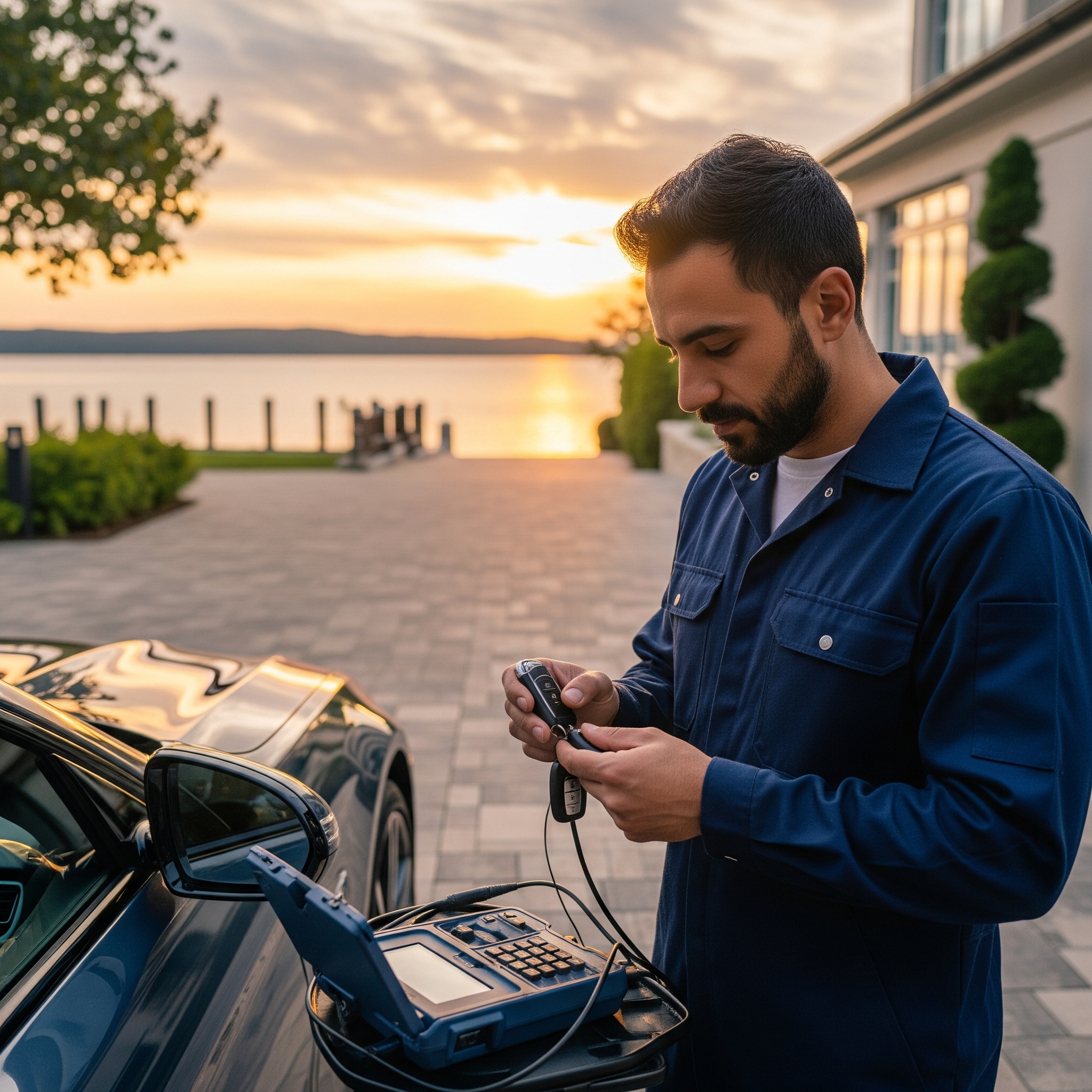 Car key fob being programmed at Hyde Park home ZIP 33606