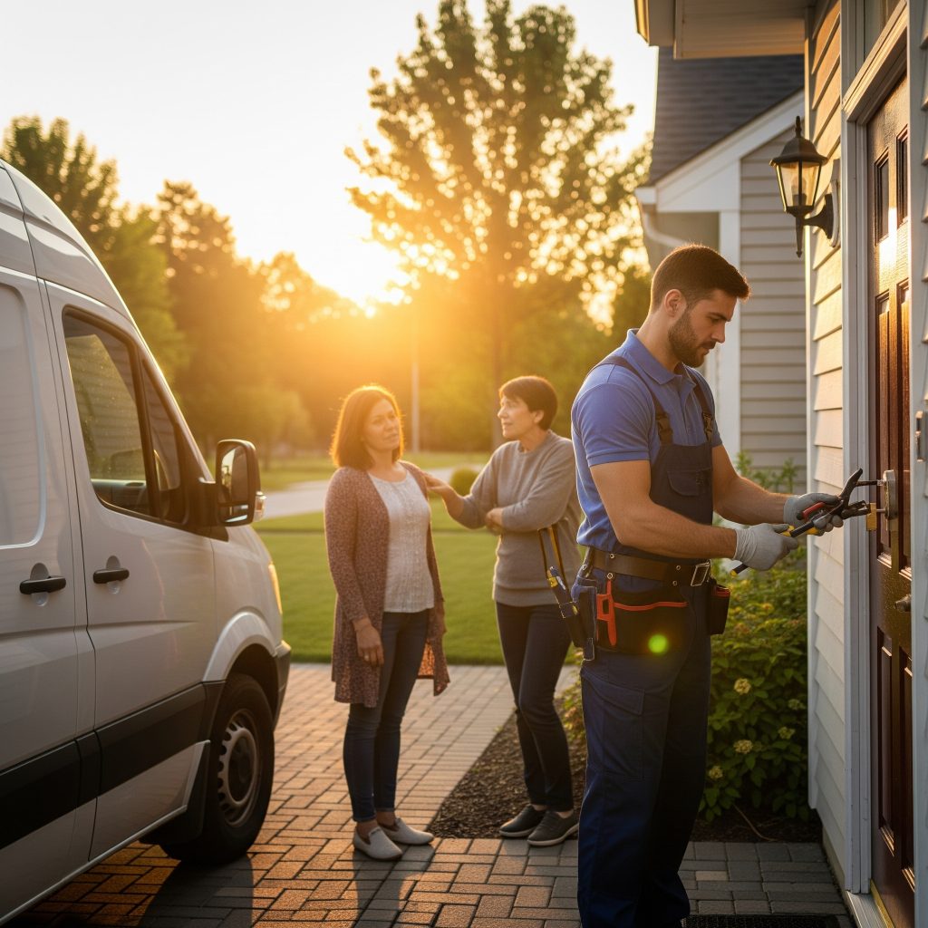 Locksmith van providing lockout help at South Tampa home in 33606