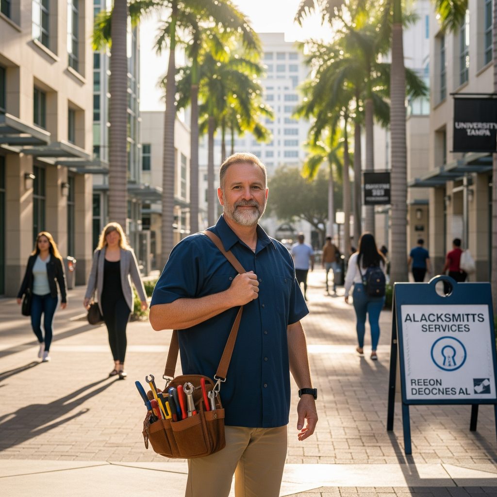 Mobile locksmith service for commercial properties near University of Tampa