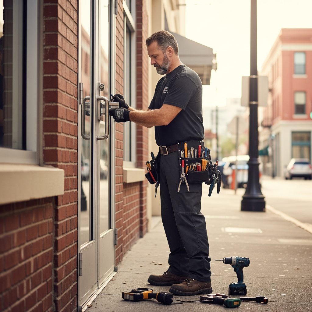 Locksmith assisting with lock replacement near 7th Ave Ybor ZIP 33605