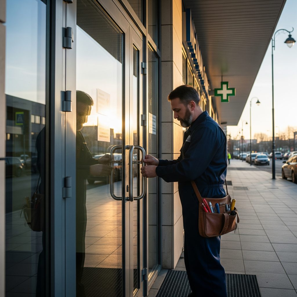 Emergency locksmith unlocking office door near Bayshore Blvd 33606
