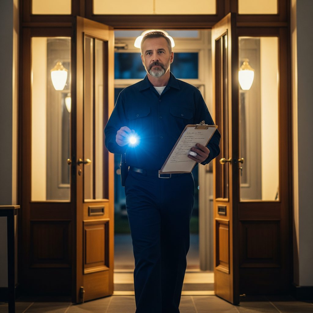 Locksmith performing rapid security consultation at Tampa business after hours