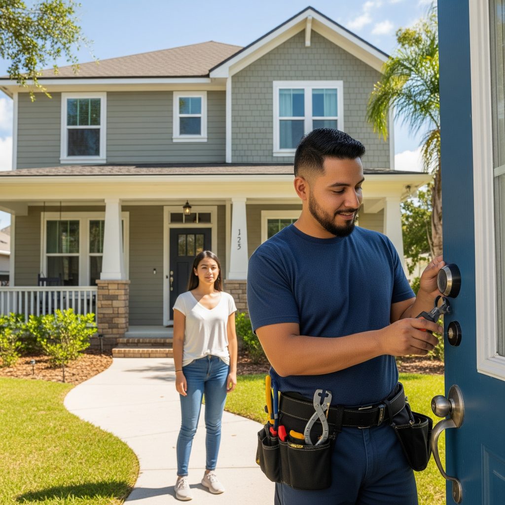 Rekeying door lock after home lockout in East Tampa 33605