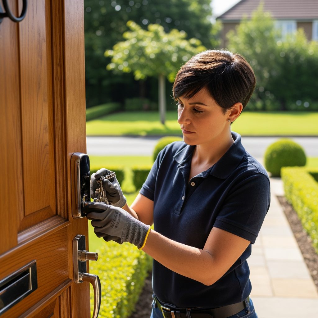 Locksmith installing lock on home in Orient Park ZIP 33610