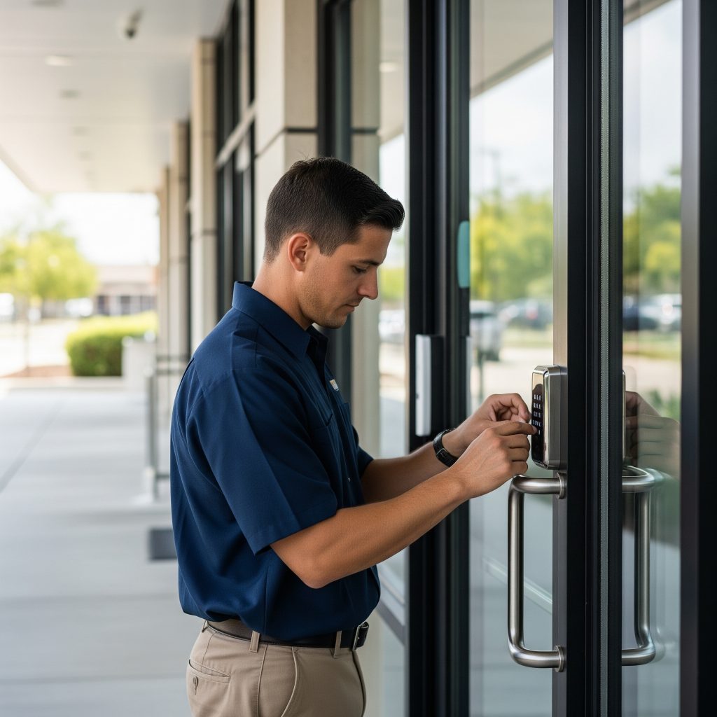 Keypad smart lock install at commercial building in 33605