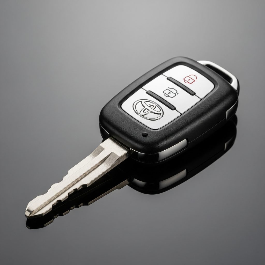 Duplicated Toyota key with remote buttons in South Tampa