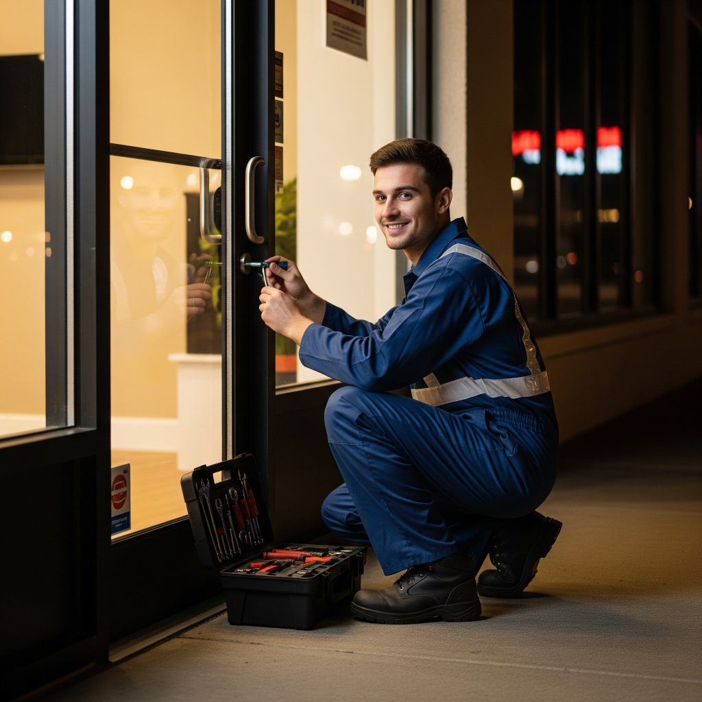 Urgent locksmith rekeying commercial storefront lock after hours in Tampa