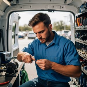 Automotive locksmith cutting replacement key in Brandon FL 33511