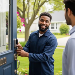Smart lock installation on residential door in Brandon FL ZIP 33511